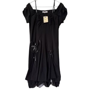 ✨RARE Terra Nostra NWT VINTAGE Black Dress w/ Striped Straps - Size M